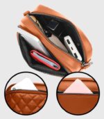 Women's PU Leather Embroidered Shoulder Bag – Aqua - Image 9