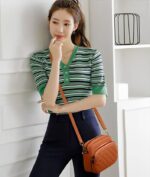 Women's PU Leather Embroidered Shoulder Bag – Aqua - Image 8