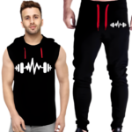 Men’s Sleeveless Hooded Tracksuit (Black, L) - Image 2