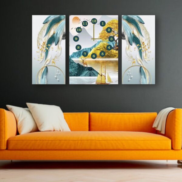 Golden Horizon 3-Piece Wooden Wall Clock Set